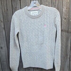 JACK WILLS Vintage Pullover Gray Pure Merino Wool Knit Sweater Women's Size 2